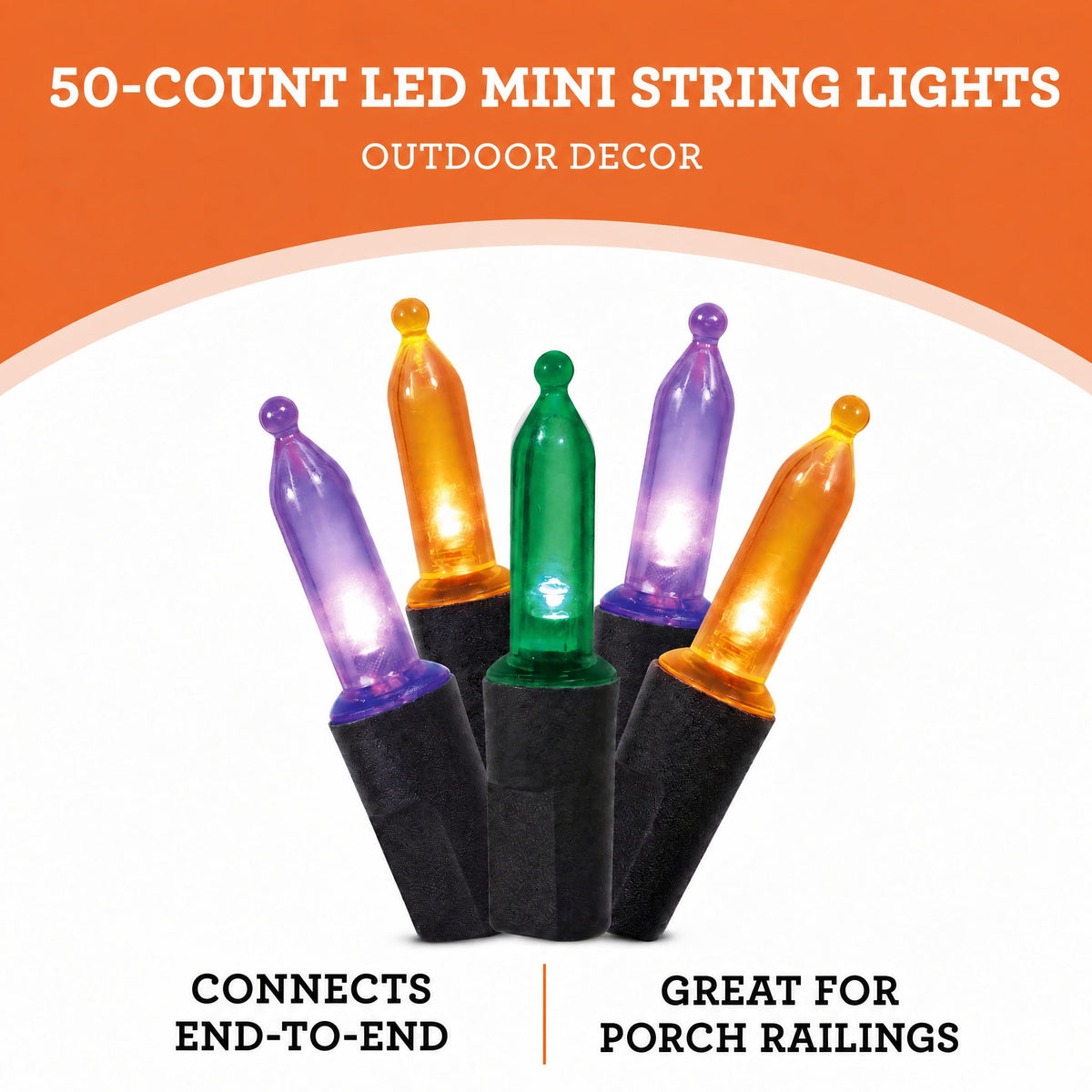 Indoor/Outdoor 50-Count LED Mini String Lights, Purple, 9.5', Halloween by Way To Celebrate