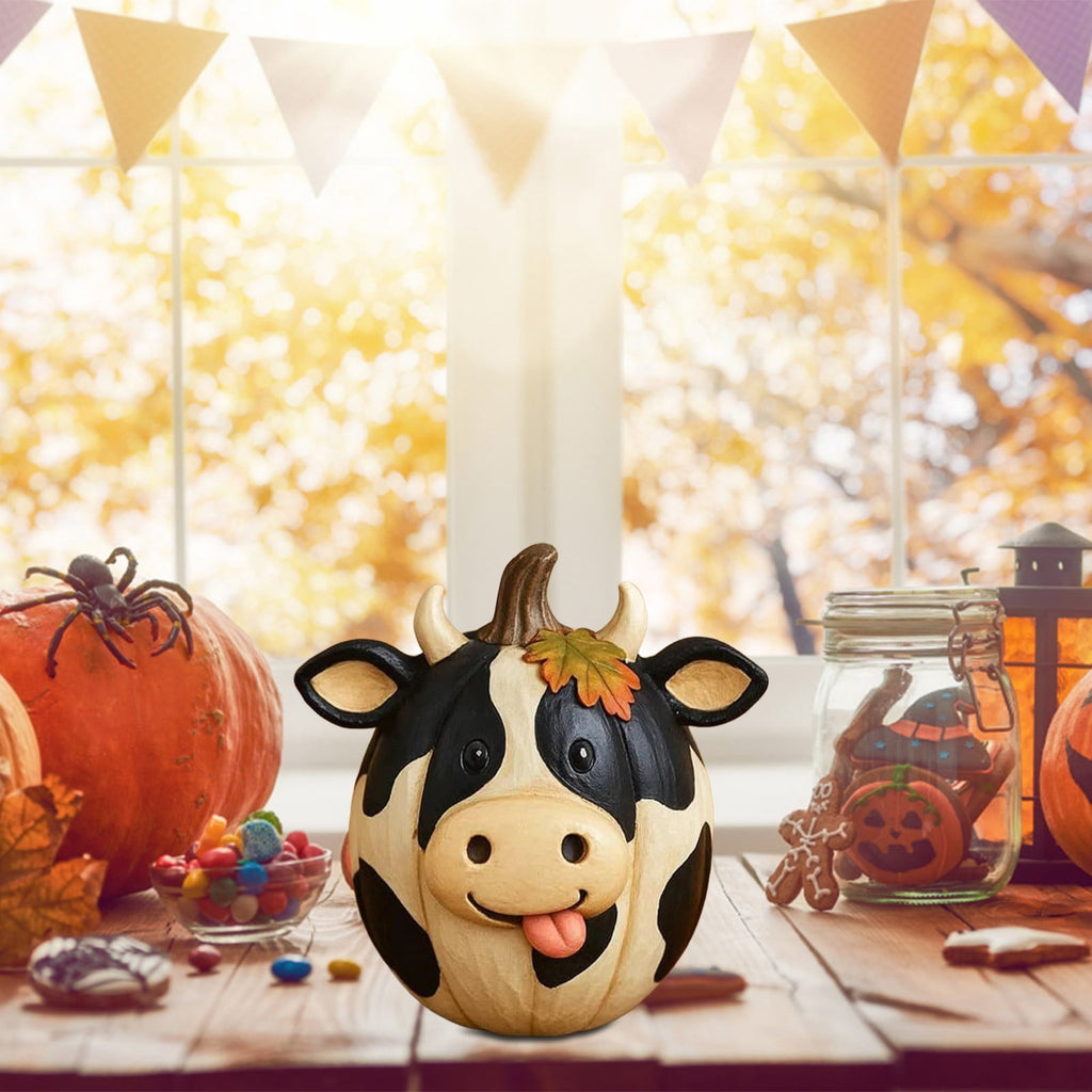 Farm Animal Pumpkin Figurines, Cute Funny Resin Cow Duck Sheep Pig Chicken Horse Statue, Autumn Fall Thanksgiving Halloween Table Centerpiece, Home Desktop Decor, 5-Inch