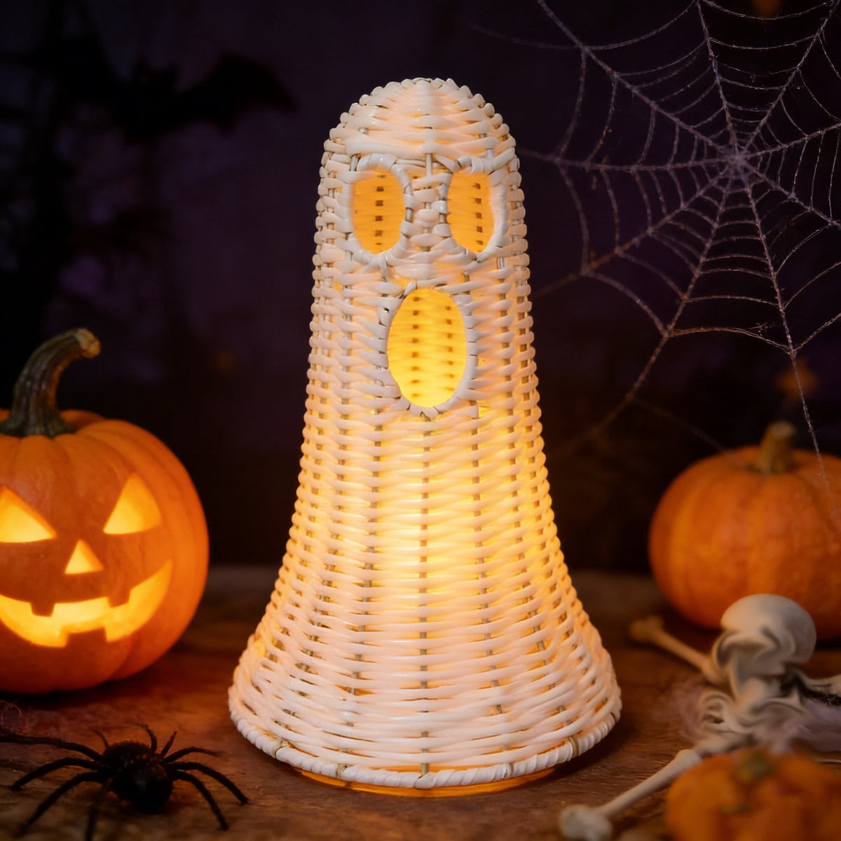 Handwoven Pumpkin Lantern, Rustic Vintage Halloween Decor, 28cm Woven Pumpkin Lantern Without LED Candle Light, Pumpkin Ornament for Mantel Doorstep Halloween Party Decorations