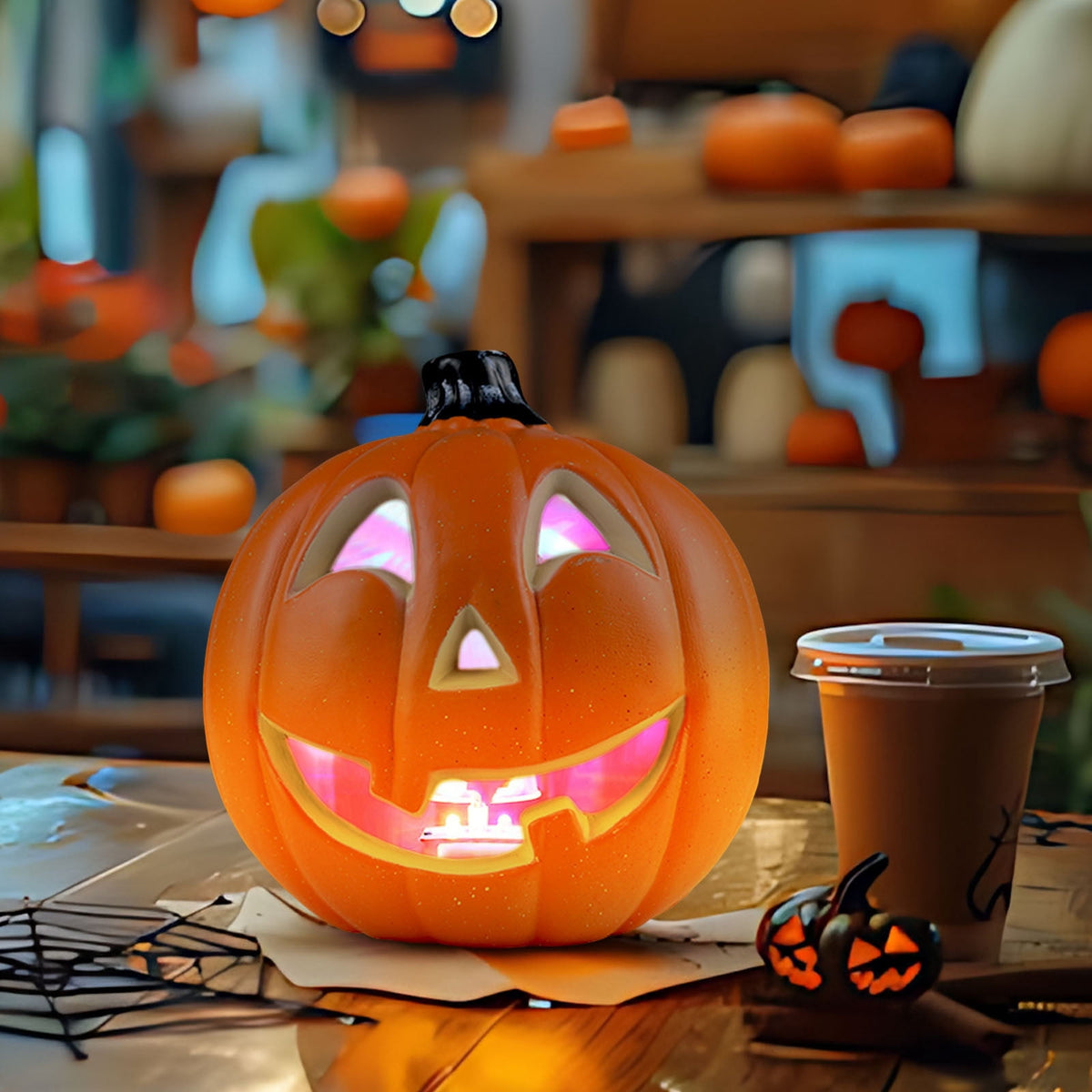 Halloween Pumpkin Lamp Light Decor,Battery Operated Halloween Jack-O-Lantern,Spooky Vintage LED Lighted Pumpkin Lights for Outdoor Indoor Tabletop Front Door Porch Garden Patio Yard