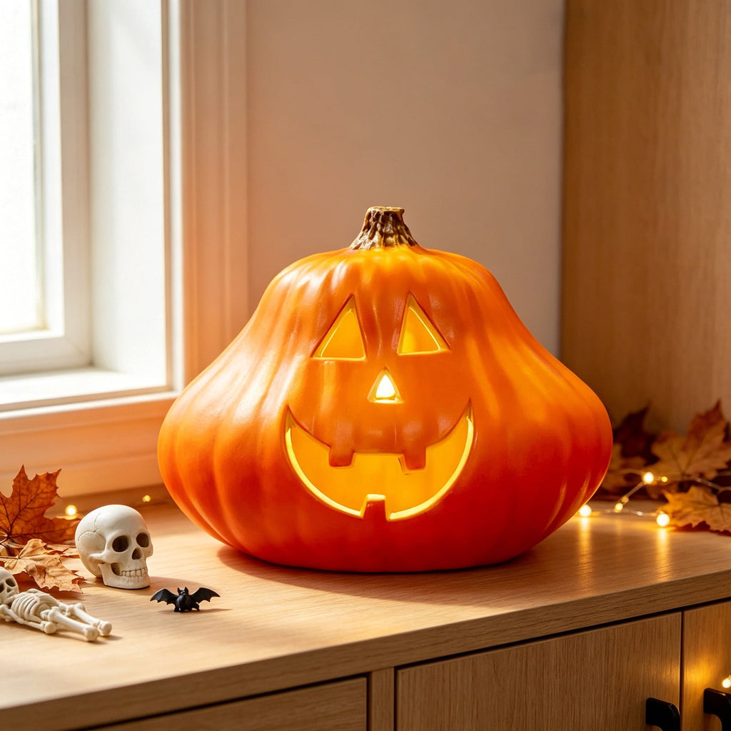 Halloween Lighted Pumpkin Large Plastic LED Pumpkin Decoration for Outdoor Yard Porch Home Storefront Shopping Mall Holiday Display Decor