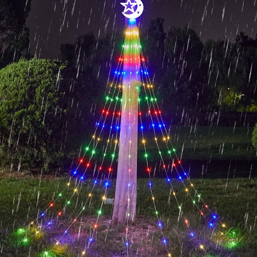 AYktou Christmas Tree Lights 6.56ft 16 Lines LED Waterfall Lights Waterproof Xmas Tree Topper Lights with Remote and USB Powered Christmas Lights for Halloween Xmas Year Holiday,Colorful