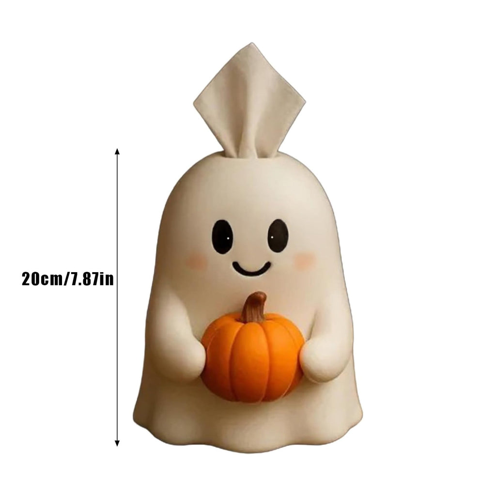 Halloween Ghost Tissue Box Cover | 7.87 Inch Tissue Holder Organizer | Decorative Functional Desktop Accessory | Halloween Theme Home Decor | Resin Halloween Party Decoration