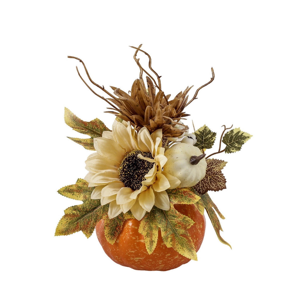 Pumpkin Decor with Artificial Flower Sunflowers Fall Decorations for Home Tabletop Kitchen Party Thanksgiving Harvest