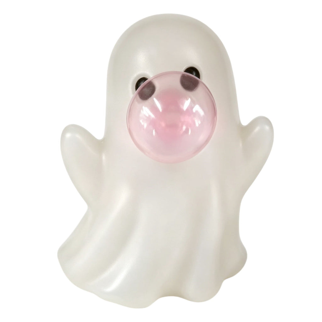 Halloween Ghost Figurine, Ghost Girl with Pink Bow & Hot Drink, Funny Ghost Statue Halloween Decor for Gift, Cute Spooky Tabletop Ornament for Home, Mantle, Desk & Party Decoration