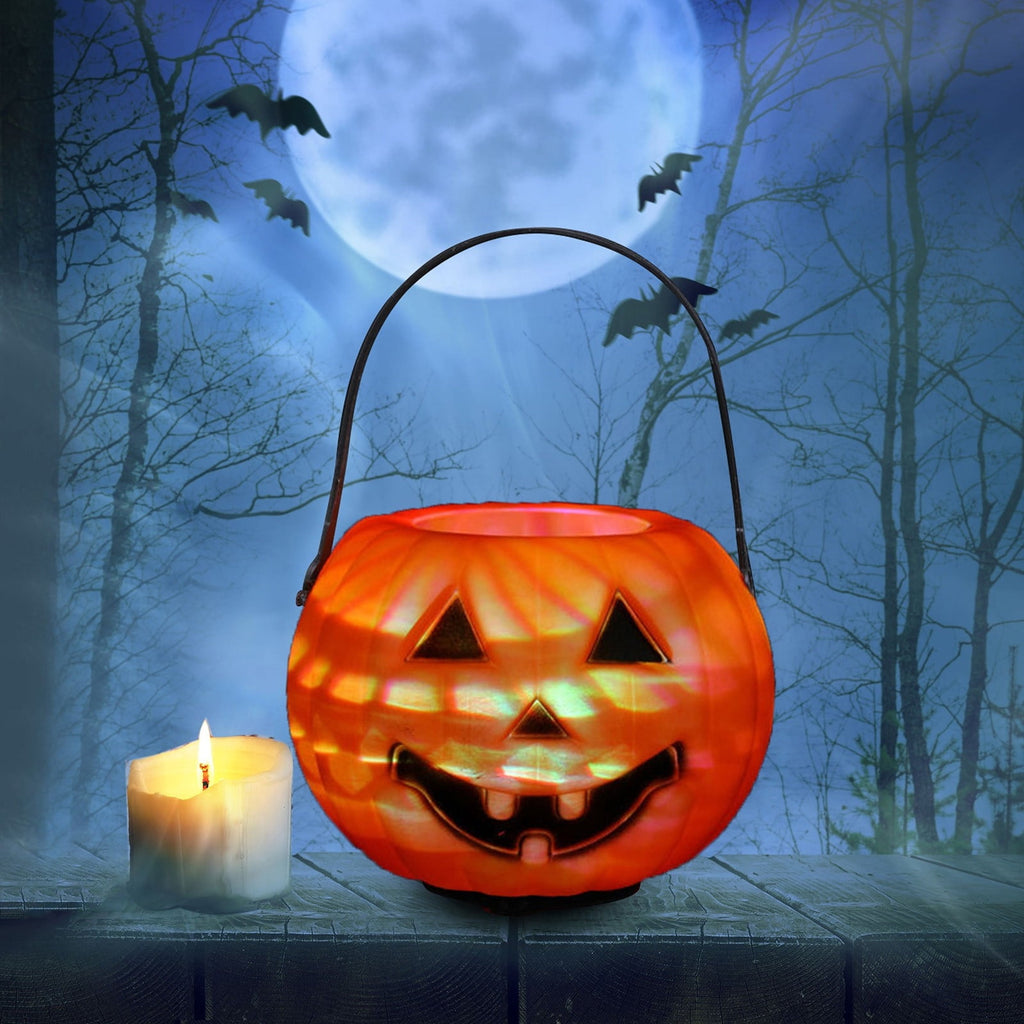 Kyusrd Trick or Treat Halloween Lantern Pumpkin Decoration Lighted Table Centerpieces Ornaments Spooky Pumpkin Prop Decor Decorative Wedding Candy Bowl Organizer Canisters