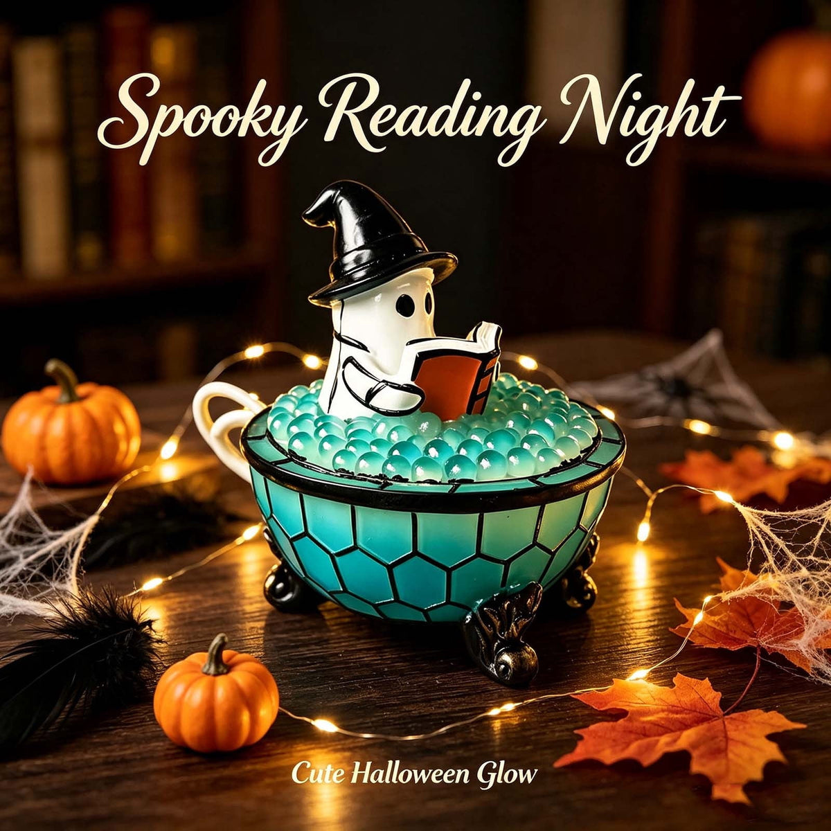 Halloween Pumpkin Night Light With Witch Hat Acrylic LED Tabletop Ornament, Spooky Glowing Figurine for Home Party Bedroom Holiday Decoration
