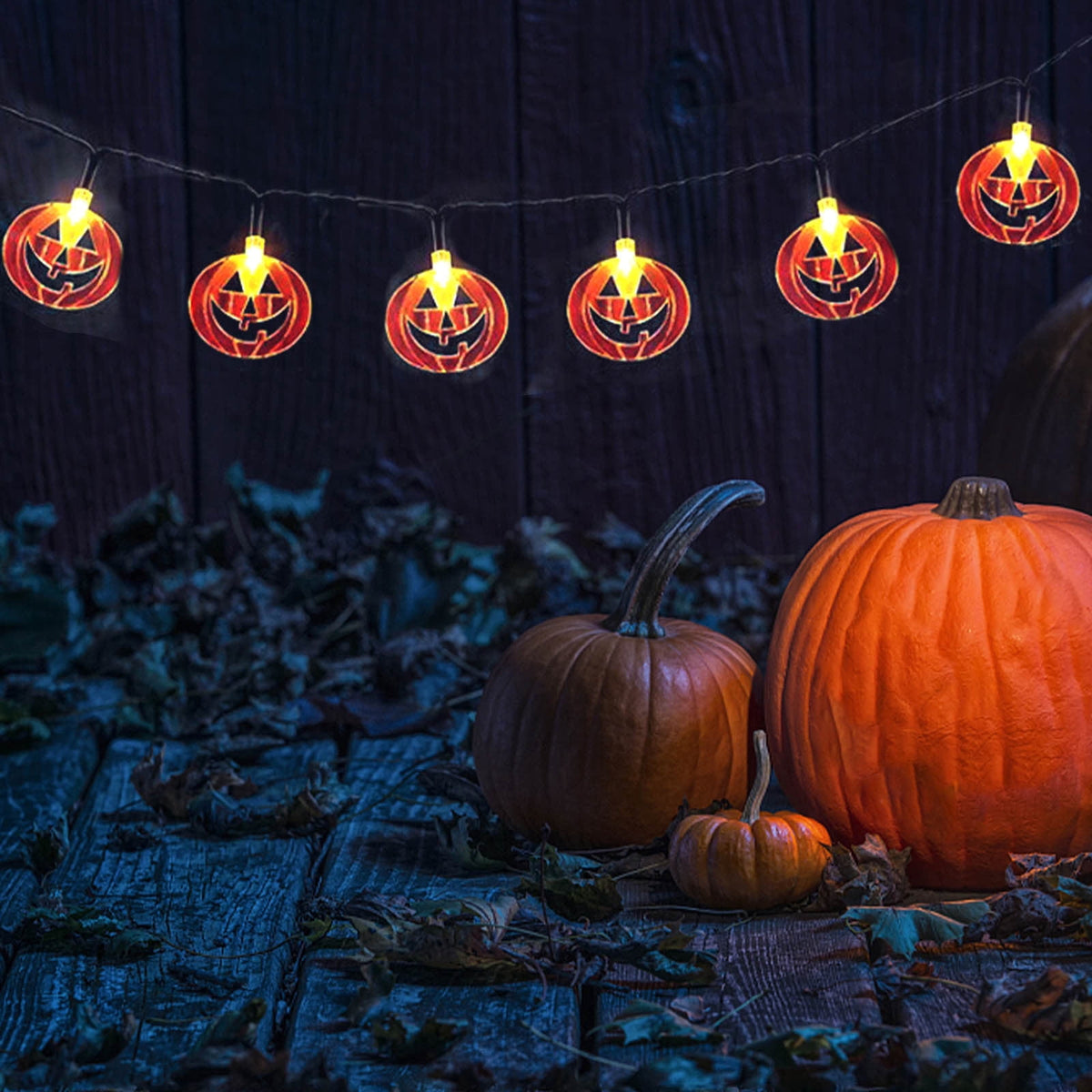 Halloween's String Lights Battery Operated 6.56FT 10 LED 3D Pumpkin Bat Ghost Light with Timer 8 Light Modes For Window Indoor Outdoor Decor Halloween Party Decorations