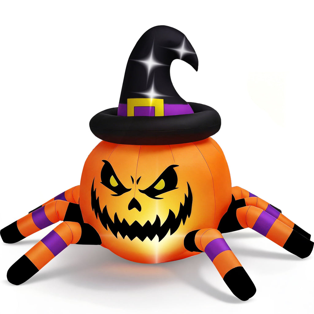 Firstness 2.4GHz Remote Control Car Halloween Inflatable Pumpkin Spider Blow ups Rc Car 360° Rotation, 3 Music and LED Lights,Aged 3+