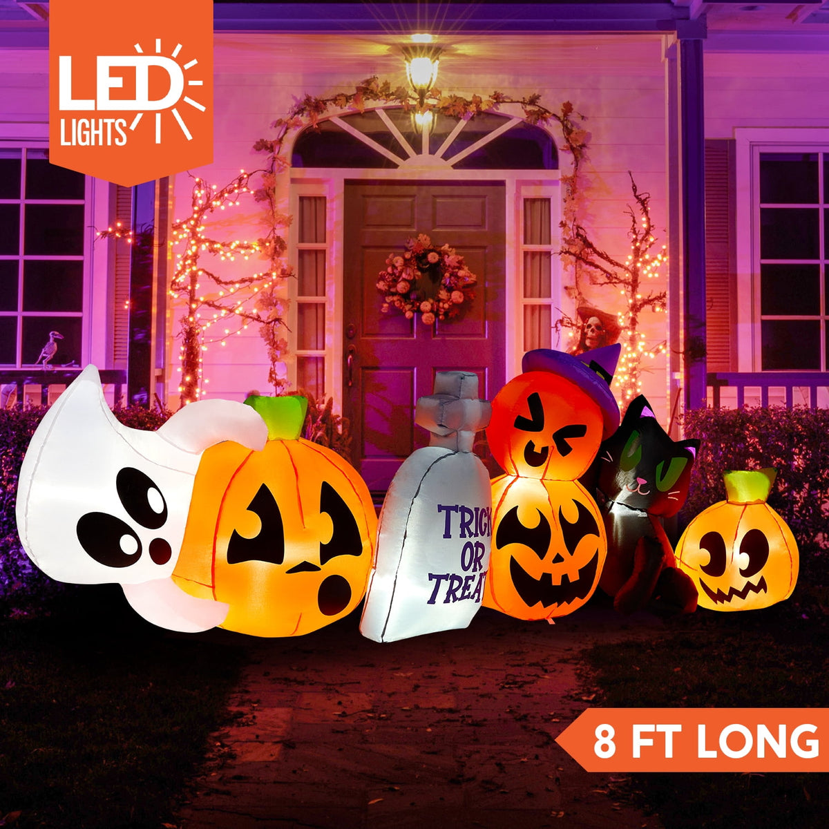 Joyfy 10 Ft Tall Halloween Inflatables Pumpkin,Giant Pumpki Blow Up Decor with Built-in LED Lights,Outdoor Decorations for Yard,Lawn,Garden