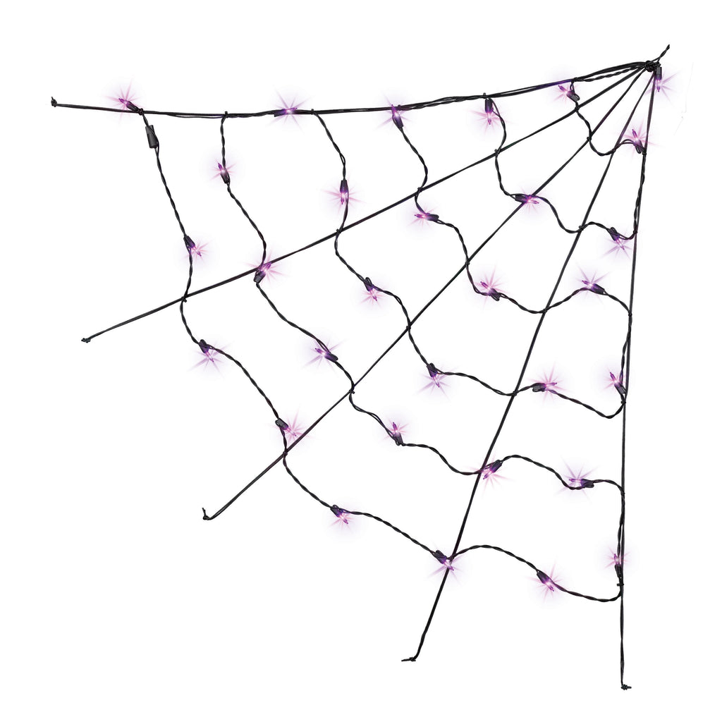 Indoor/Outdoor 30-Count LED Corner Web Lights, Purple, 30" x 30", Halloween by Way To Celebrate