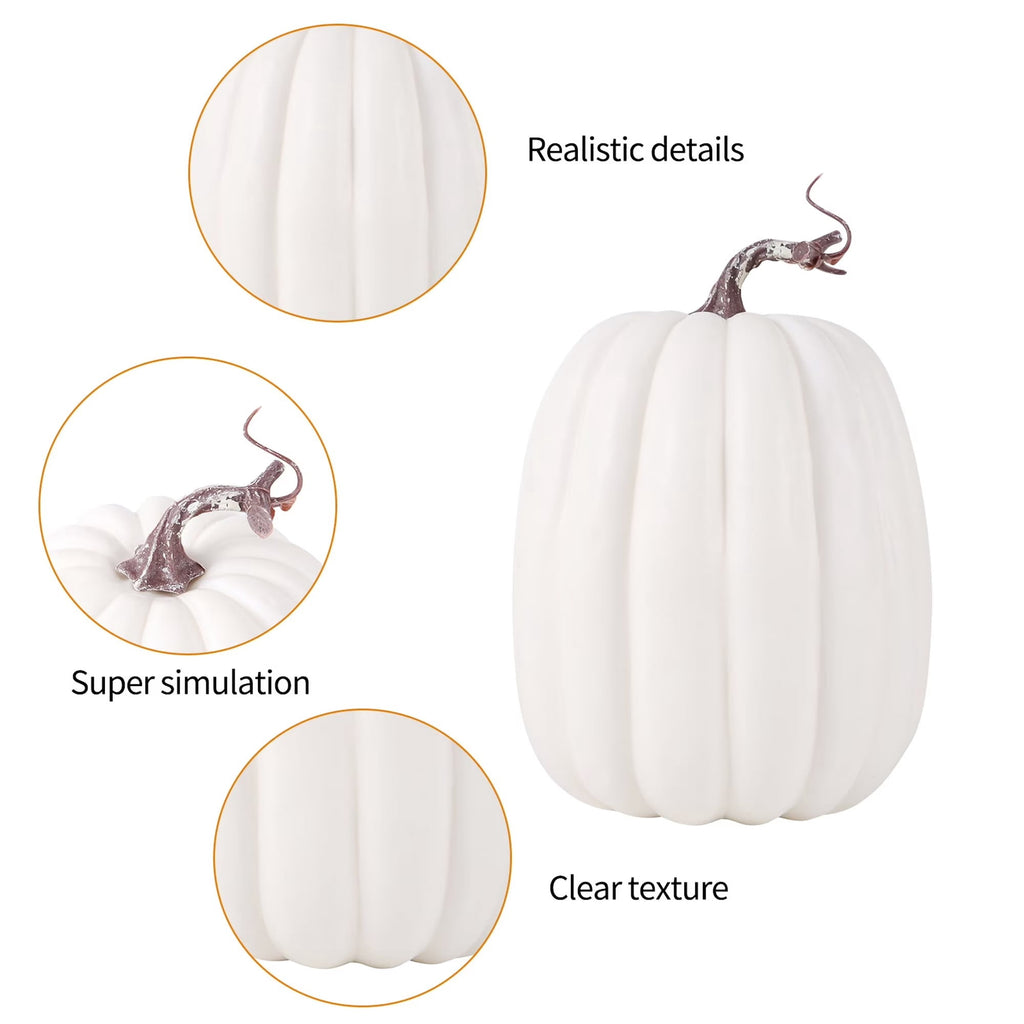 CQHVKQ 8 Inch Large Artificial Pumpkin Fall Decorations, Realistic Fake Harvest Pumpkin, Orange Gold Decorative Pumpkins for Table Centerpieces, Fall, Thanksgiving & Halloween DIY