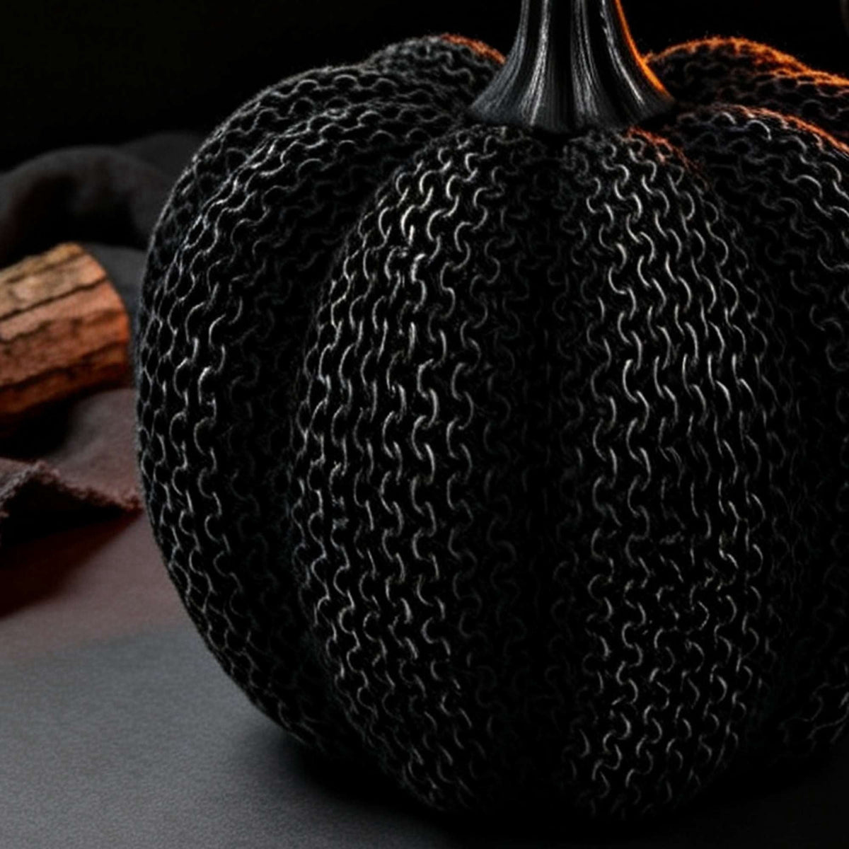 Resin Textured Pumpkin Decoration, Black, 7.9", Halloween by Way To Celebrate