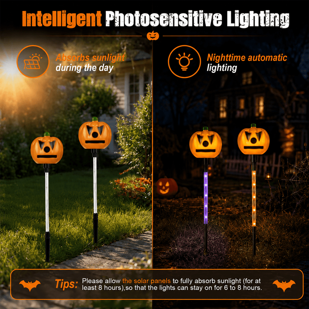 DAKIMOE Solar Halloween Path Lights, Lantern Stake Outdoor String Lights, 6-Pack