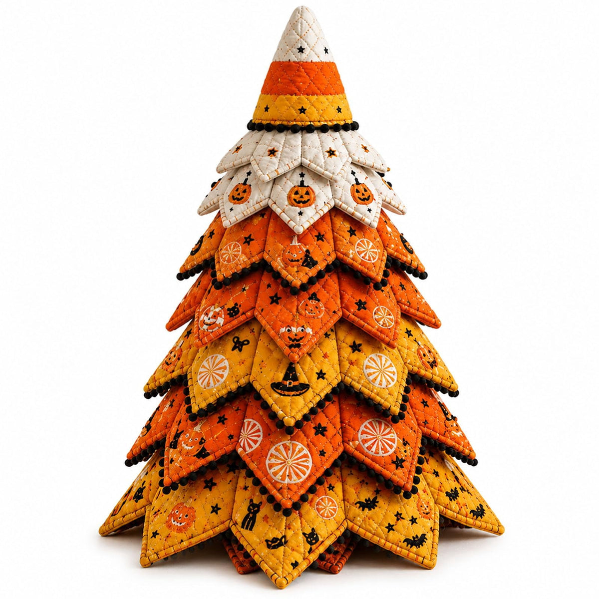 Halloween Fabric Trees - 11.8" DIY Halloween Quilted Fabric Tree Kit, Black Cat Pumpkin Witch Design, Sewing Patchwork Ghost Trees Holiday Table Mantel Decor, Handmade Gift for Craft Lovers