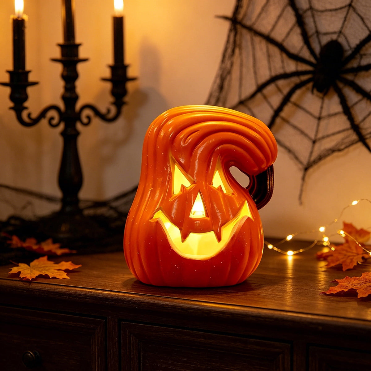Halloween Lighted Pumpkin Decoration, Glowing Jack o Lanterns, Large LED Pumpkin Lamp with Warm Glow, Outdoor Yard Porch Halloween Decor, Holiday Display Ornament for Home Party