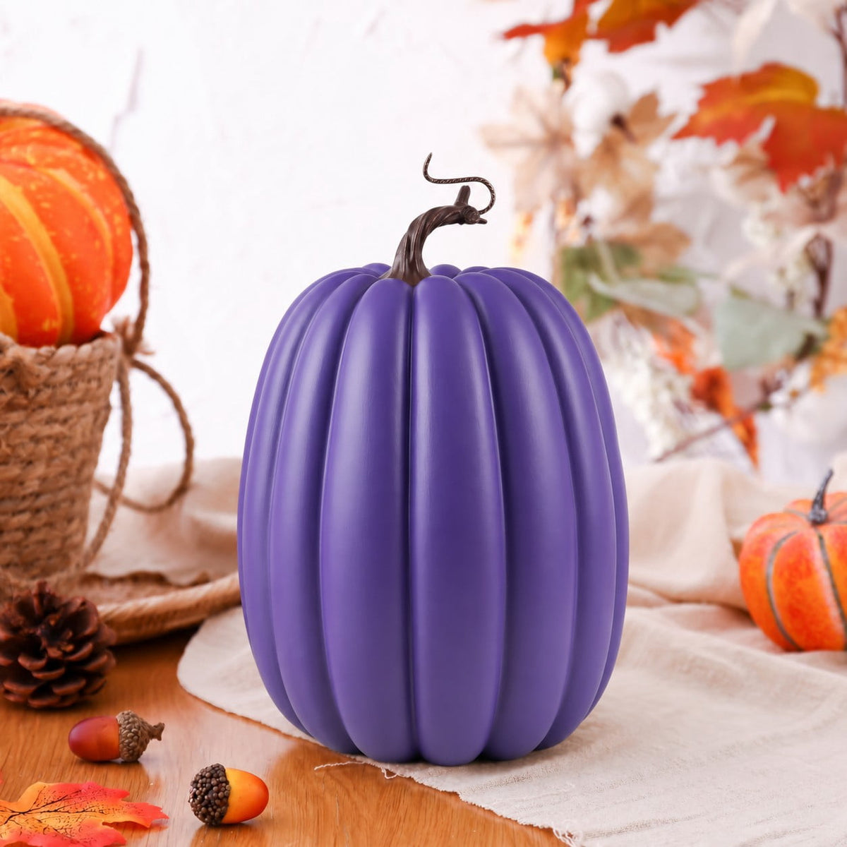 CQHVKQ 8 Inch Large Artificial Pumpkin Fall Decorations, Realistic Fake Harvest Pumpkin, Orange Gold Decorative Pumpkins for Table Centerpieces, Fall, Thanksgiving & Halloween DIY