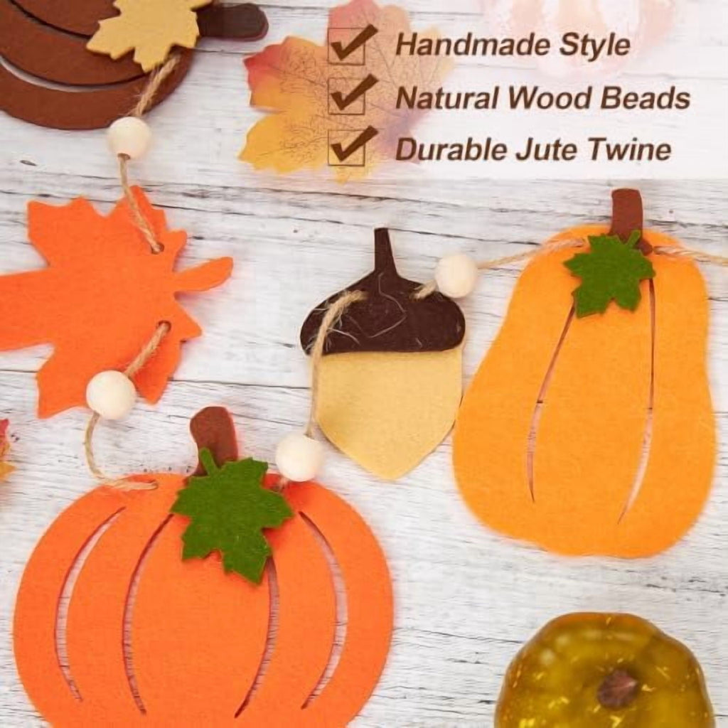Paper Jazz Fall Garland Felt Pumpkin Decor with Fall Leaf and Pumpkin Decorations