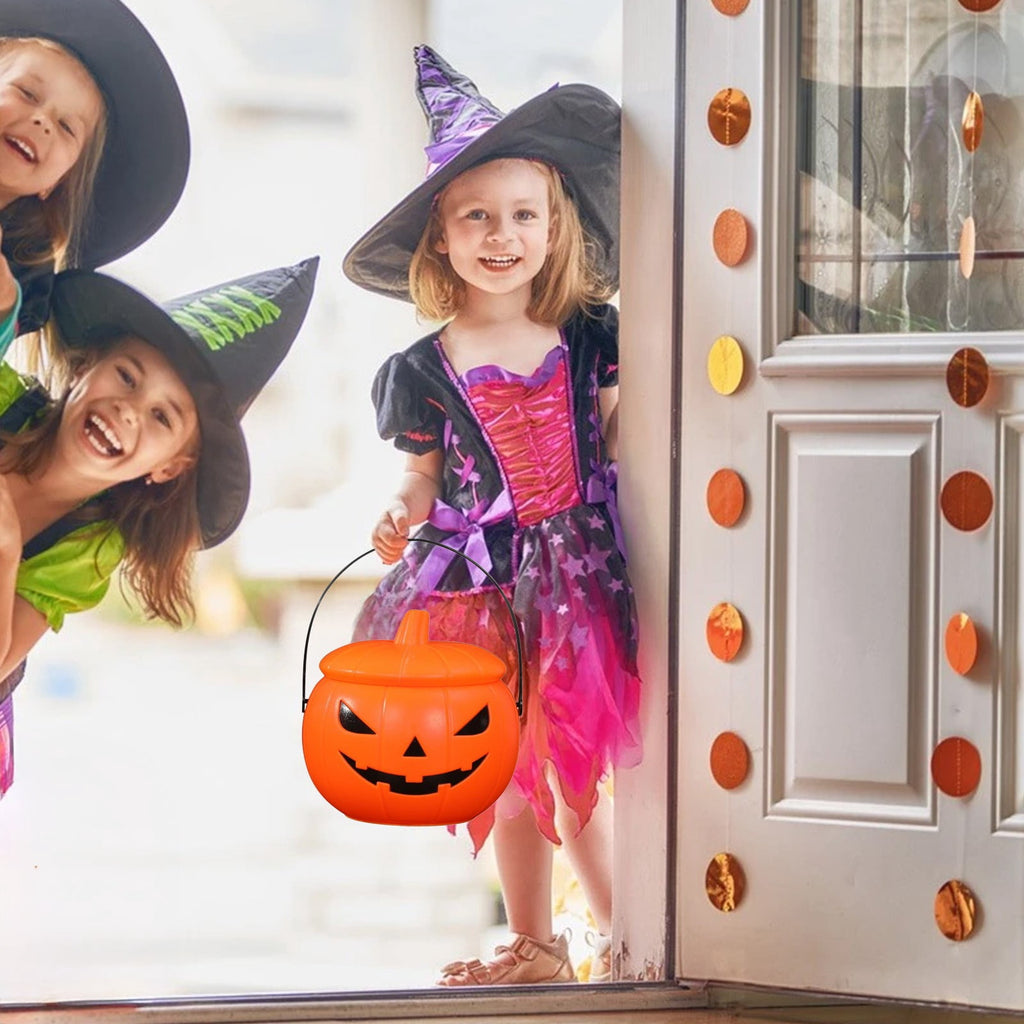 Kyusrd Trick or Treat Halloween Lantern Pumpkin Decoration Lighted Table Centerpieces Ornaments Spooky Pumpkin Prop Decor Decorative Wedding Candy Bowl Organizer Canisters