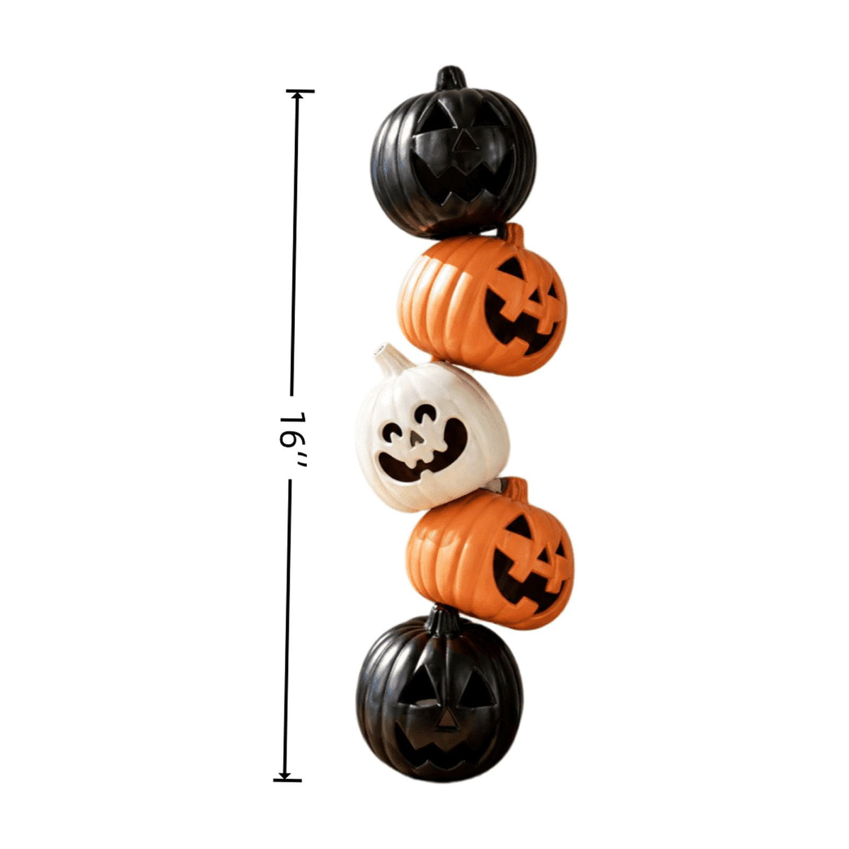 Halloween Stacked Light Up Pumpkin Lantern Statue, Multi-Color LED Pumpkin Tower Figurine, Halloween Glowing Pumpkin Stack Decor, for Front Yard, Porch, Lawn, Party