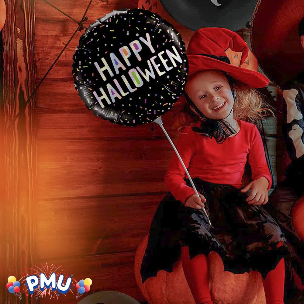 PMU Halloween Party Decoration "Happy Halloween" Jack Faces Aglow 18 Inch Mylar-Foil Balloon (1pkg) Pkg/1