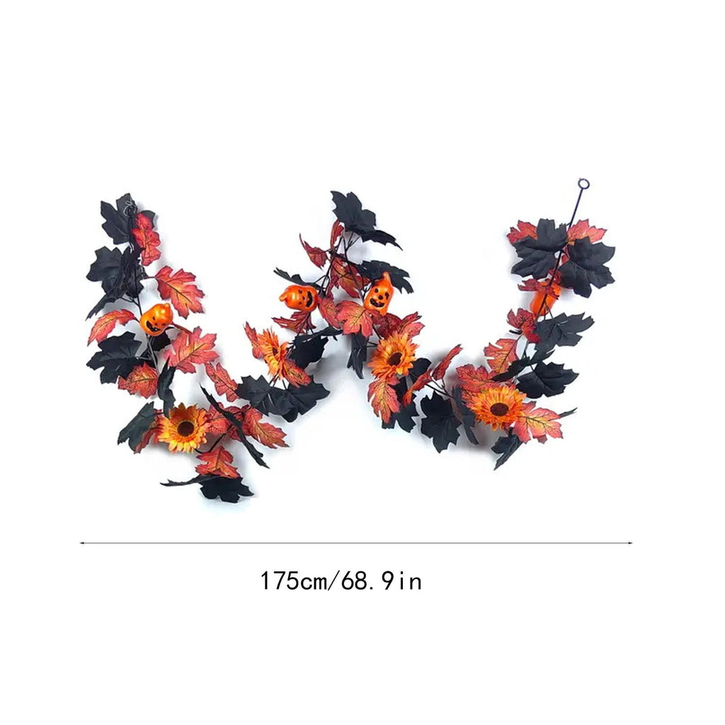 Halloween Pumpkin Garland - 68" Fall Leaf Decor for Mantle, Staircase & Porch, Outdoor/Indoor Autumn Thanksgiving Party Decoration (Multicolor)