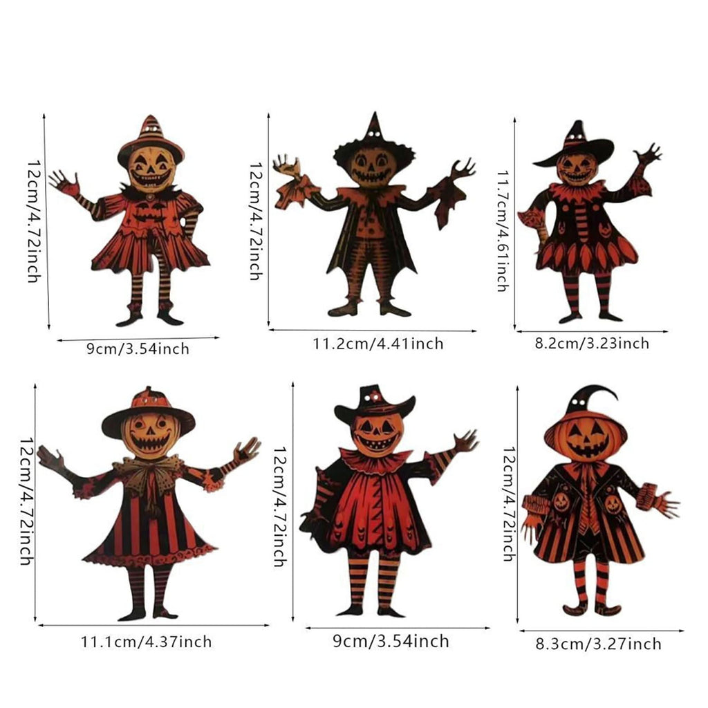 6PCS Halloween Bunting Decoration, Halloween Vintage Bunting Wooden, Wooden Halloween Flag Decoration, Witch Flag Pumpkin, Suitable for Parties, Festivals, Home Wall Decoration