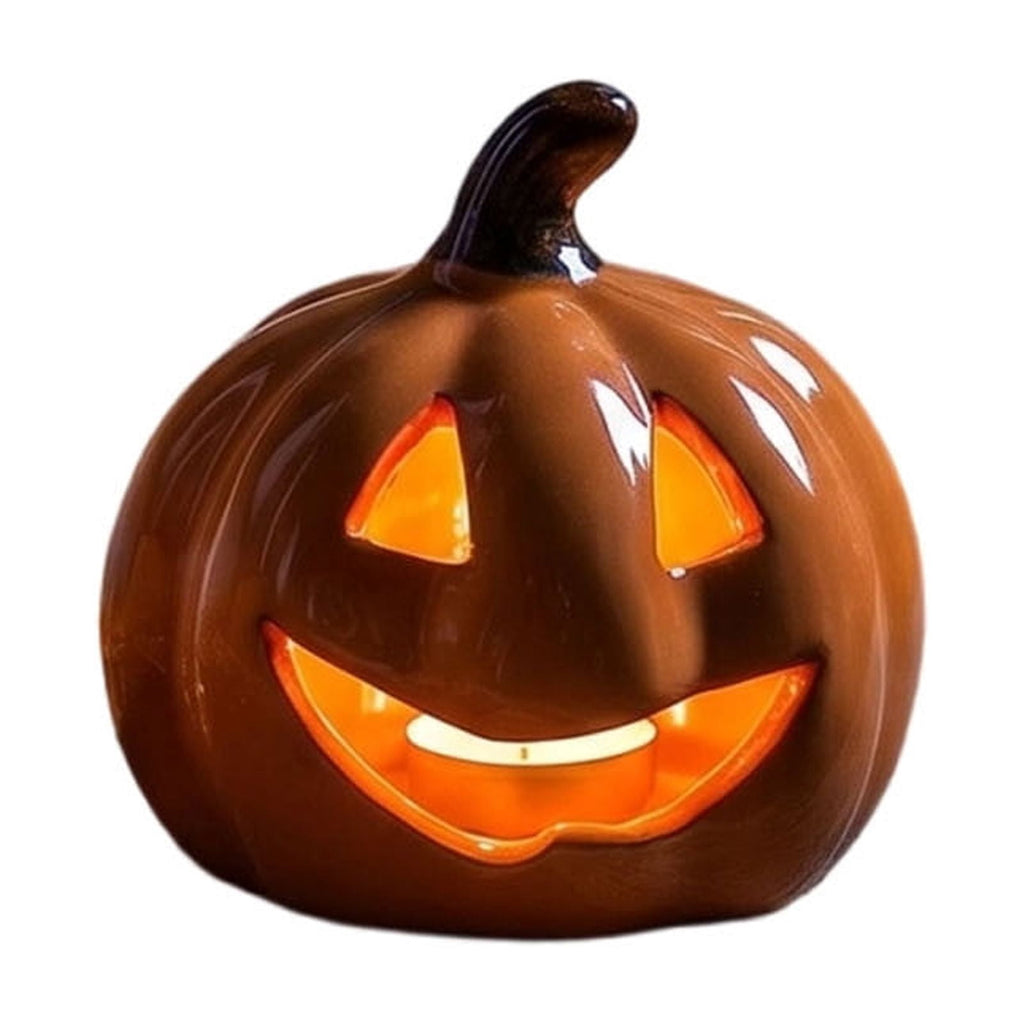 LEFXSMR Pumpkin Night Light, Ceramics Glowing Pumpkin Decor with Led, Waterproof Halloween Light for Home Holiday Desktop Decor