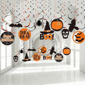 50 Piece Halloween Ceiling Decorations Hanging Swirls Witch Bat Boo Pumpkin and Spider