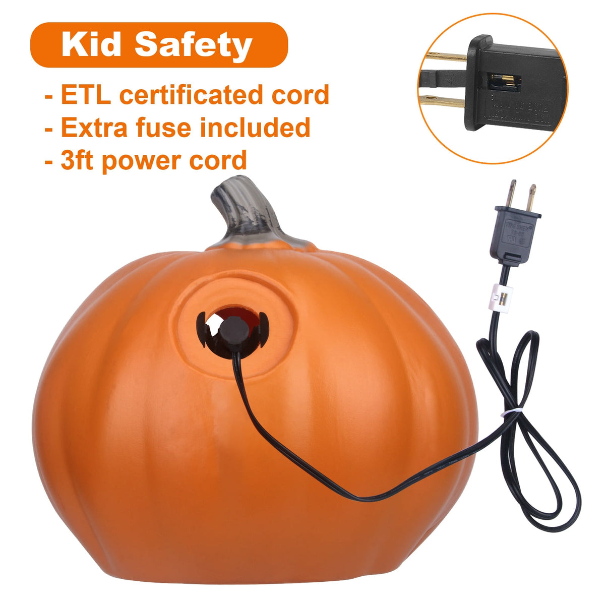 Gamexcel 10in Waterproof LED Jack O Lantern Pumpkin - Halloween Light-Up Lamp For Garden & Home