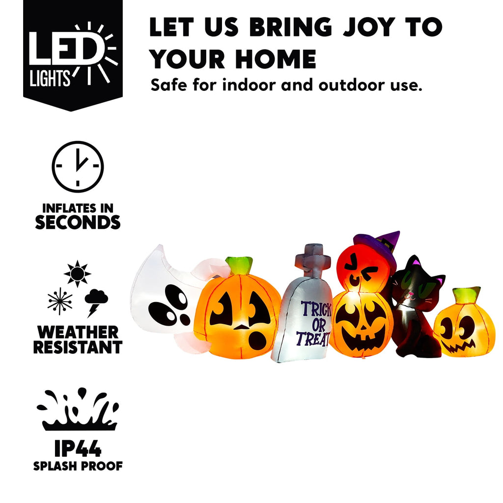 Joyfy 10 Ft Tall Halloween Inflatables Pumpkin,Giant Pumpki Blow Up Decor with Built-in LED Lights,Outdoor Decorations for Yard,Lawn,Garden