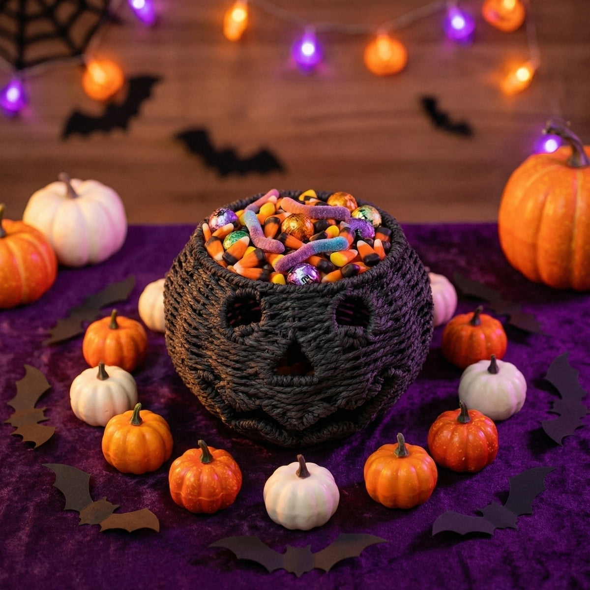 Handwoven Pumpkin Lantern, Rustic Vintage Halloween Decor, 28cm Woven Pumpkin Lantern Without LED Candle Light, Pumpkin Ornament for Mantel Doorstep Halloween Party Decorations