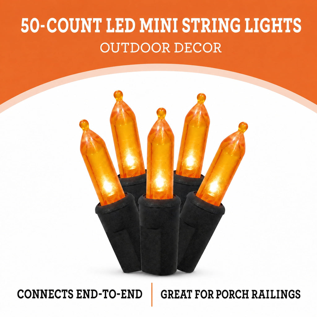 Indoor/Outdoor 50-Count LED Mini String Lights, Purple, 9.5', Halloween by Way To Celebrate