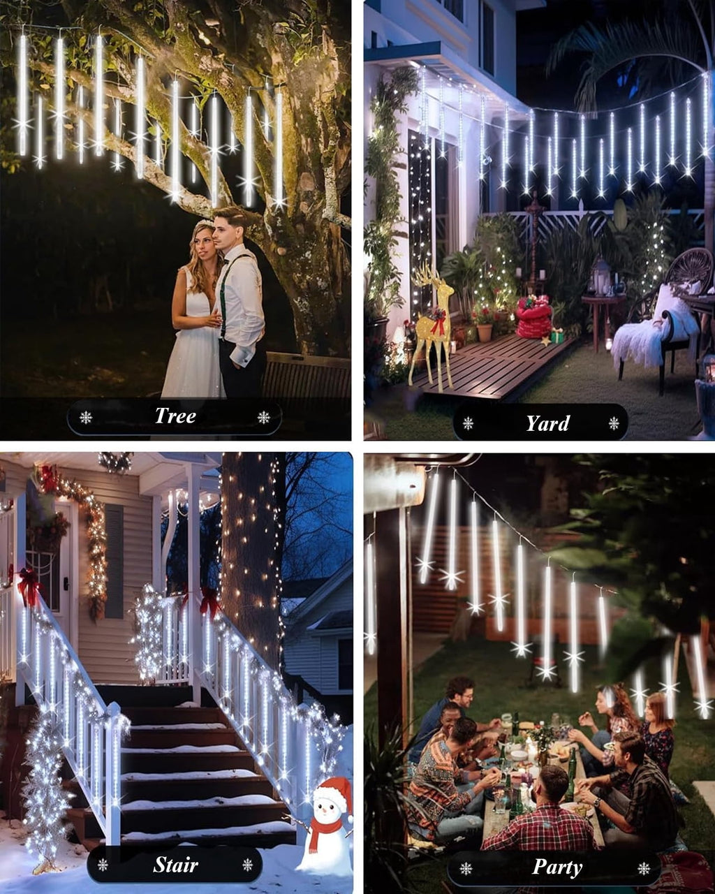 Scidweet Christmas String Lights, 20 inch 10 Tubes 540 LED Icicle Twinkle Meteor Shower Lights Outdoor for Christmas Halloween Holiday Party Home Decor, Blue
