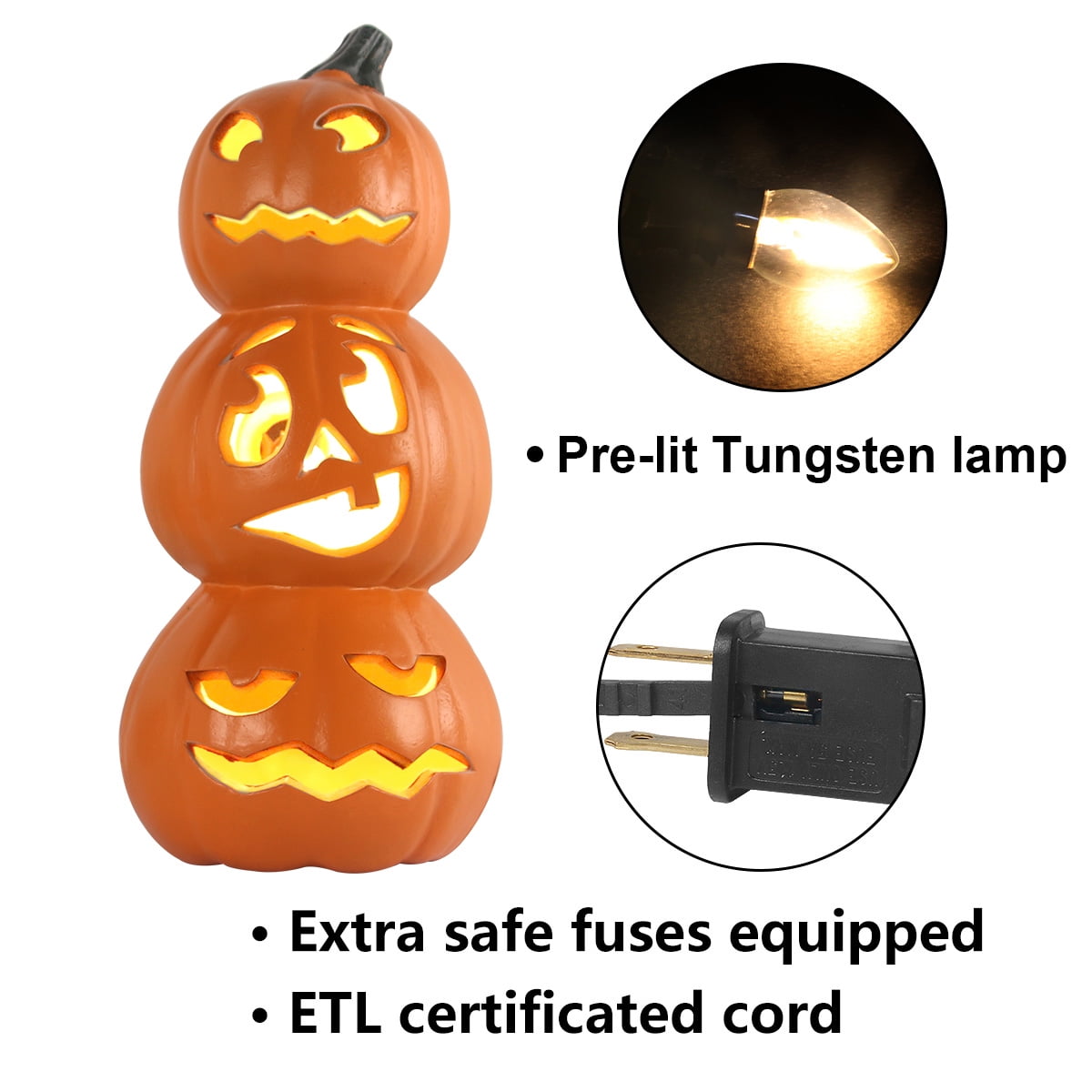 Gamexcel 3 Pack Light Up Jack O Lantern Pumpkins, 10/14/16 in Waterproof LED Halloween Decorations for Indoor Outdoor Porch Yard