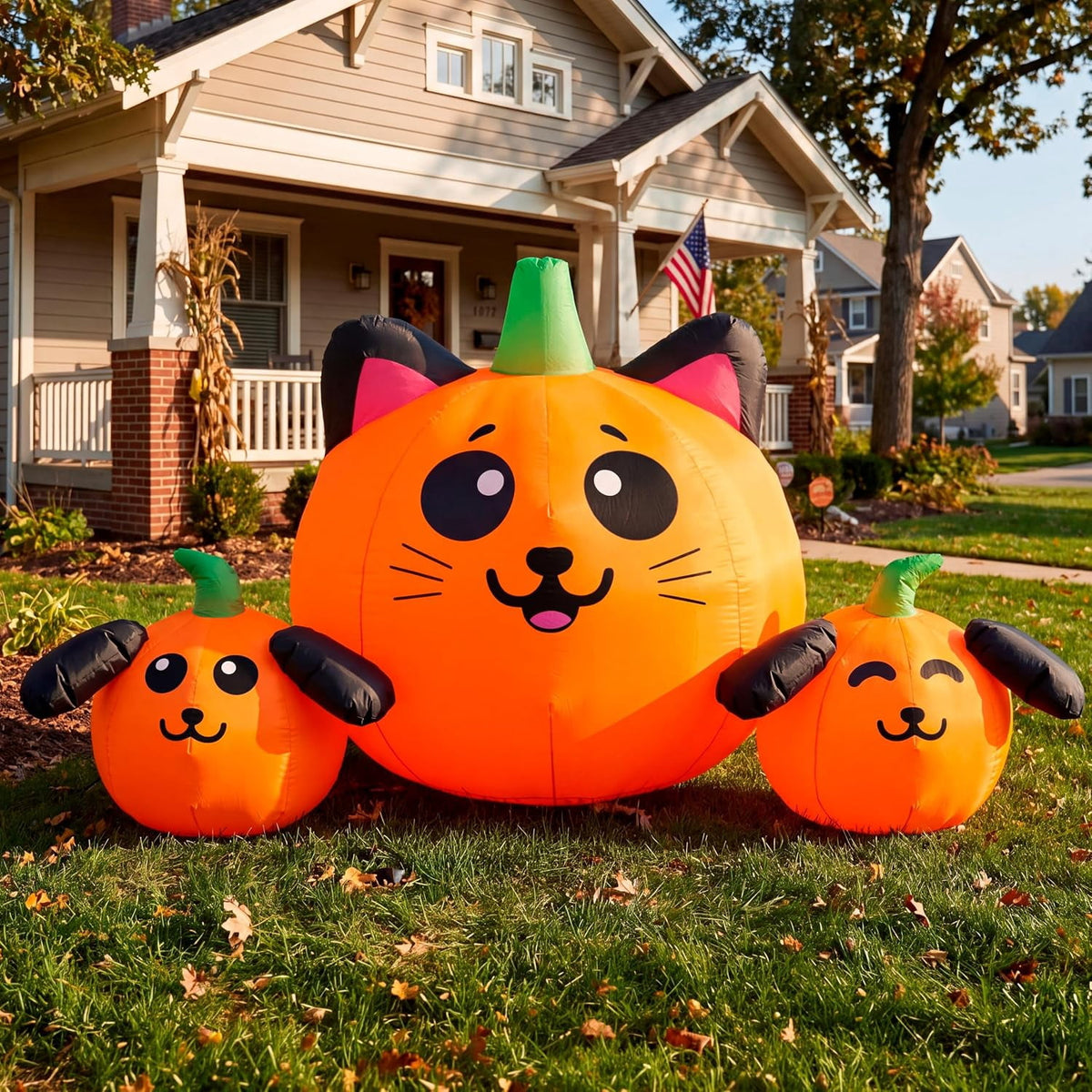 Joyfy 10 Ft Tall Halloween Inflatables Pumpkin,Giant Pumpki Blow Up Decor with Built-in LED Lights,Outdoor Decorations for Yard,Lawn,Garden