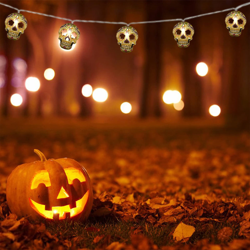 Ayieyill Halloween String Lights, 15ft 30 LED Skull Halloween Lights Halloween Decorations Indoor Outdoor