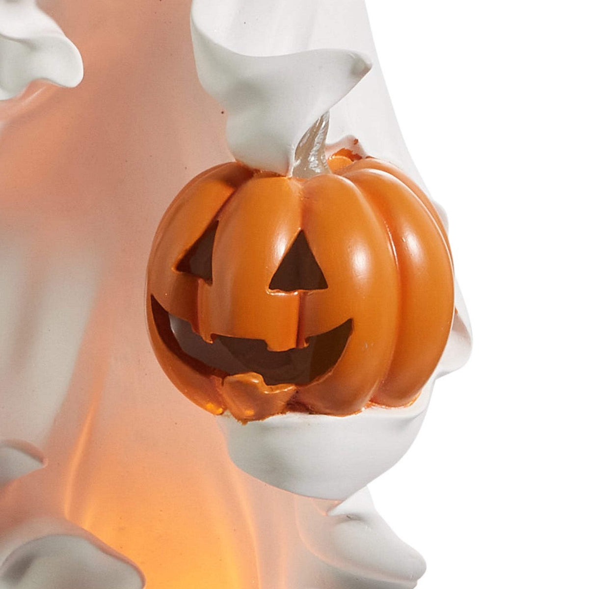 RAZ Imports 20" Ghost Phantom with Pumpkin Light-Up LED Halloween Decoration Statue, Battery-Operated