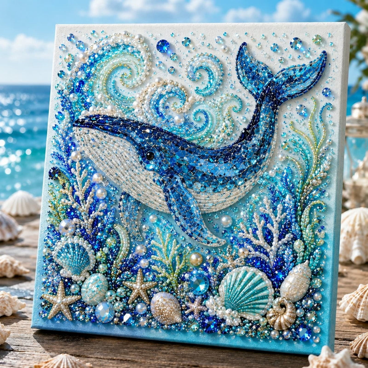 JWZZYD DIY Christmas Pearl Painting Art Kit with Frame, 9.8" Christmas Pearl Beads Art Craft Set, Gemstone Dots Beads for Holiday Christmas Wall Decor, Decoration Gift(Reindeer)