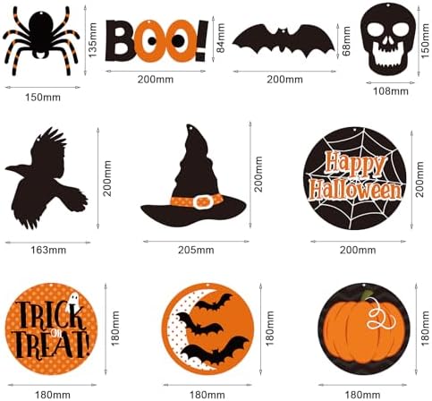 50 Piece Halloween Ceiling Decorations Hanging Swirls Witch Bat Boo Pumpkin and Spider