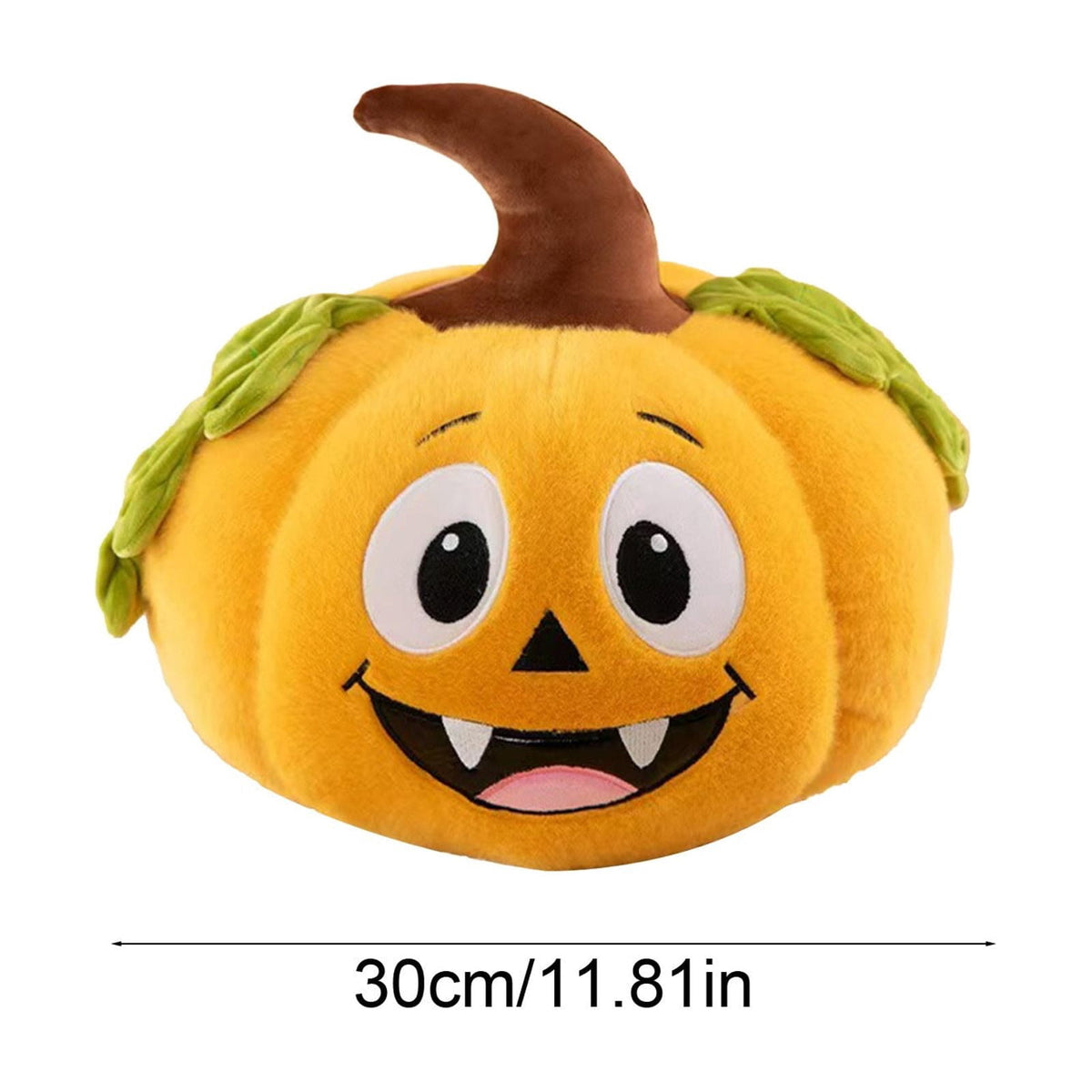 Pnmtdaia Orange Cute Smiling Fangs Pumpkin Plush Throw Pillow, Cozy Stuffed Halloween Thanksgiving Spooky Themed Decorative Cushion for Living Room Bedroom Home Holiday Decor
