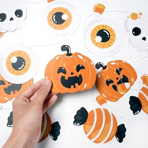 4 Piece Pastel Halloween Decorations Spooky Banners Pumpkin Skull Garland Eyeball Backdrop