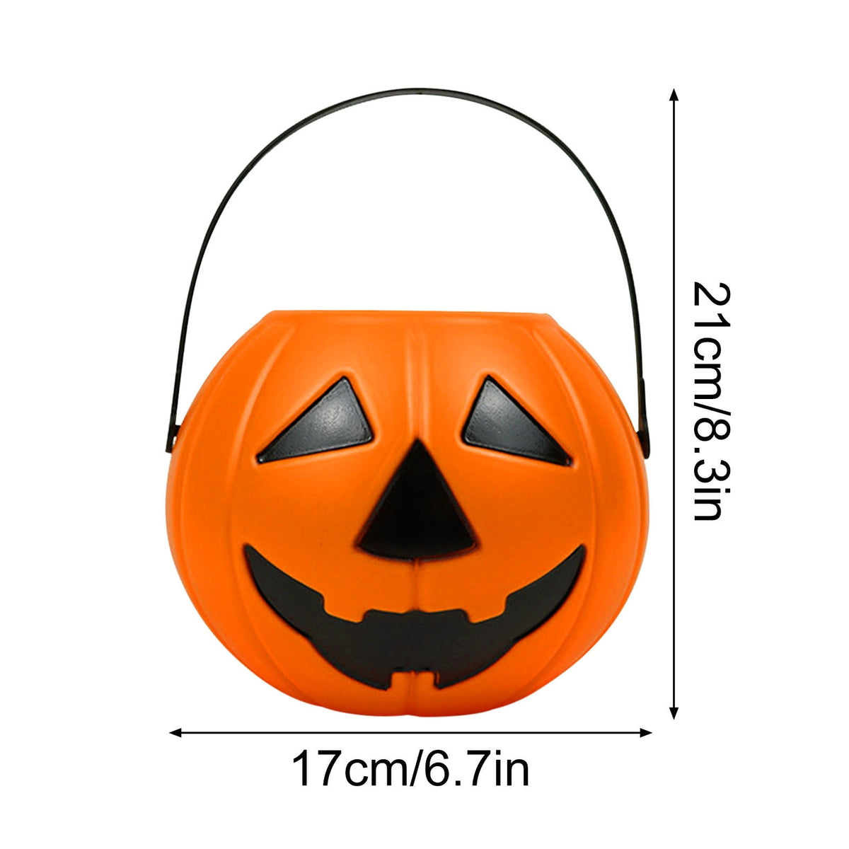 Kumdkd Halloween Pumpkin Bucket for Kids - Plastic Trick or Treat Candy Pail with Handle, Party Decor
