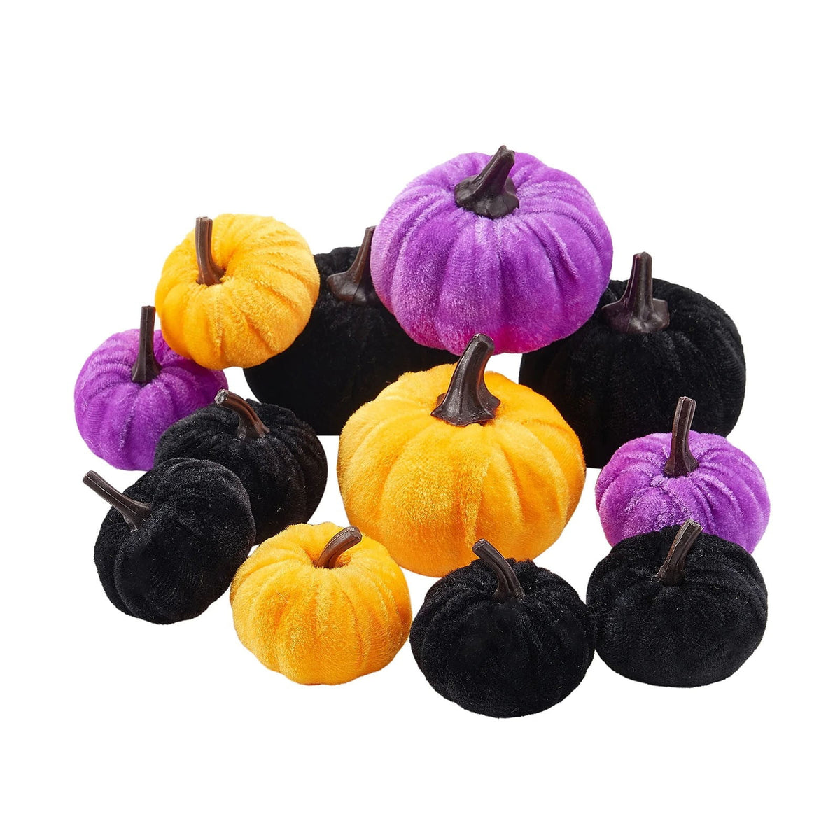 Bazyrey Velvet Pumpkins Fake Mini Pumpkin,Halloween Decor 12pcs Artificial Fake Velvet Pumpkins Decoration for Fall(Blue+White),Happy Halloween Thanks Giving Day Autumn Decorations