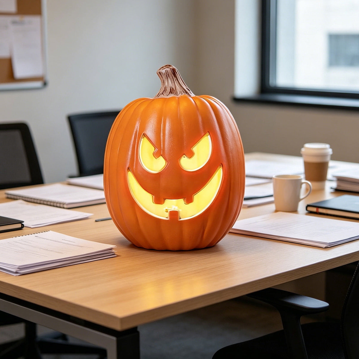 Tdxkok Halloween Large Plastic LED Light Up Pumpkin Outdoor Yard Porch Home Storefront Mall Holiday Display Decoration Ambient Lighting Lantern