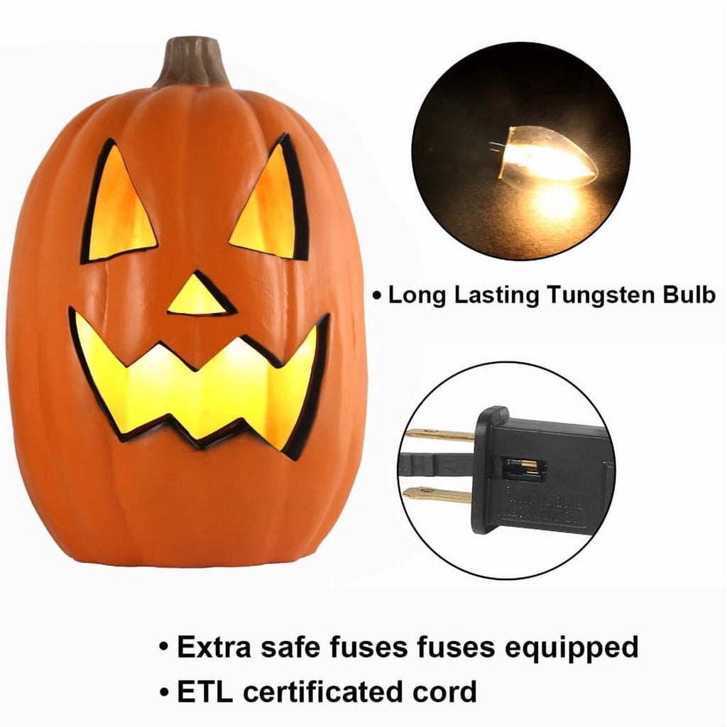 Every Moment Counts Waterproof 16" Glow Jack O'Lantern, Halloween Decorations, Led Pumpkin Lights, Waterproof Scare Light with Stake for Graveyard & Porch Terror, Outdoor Halloween Decor