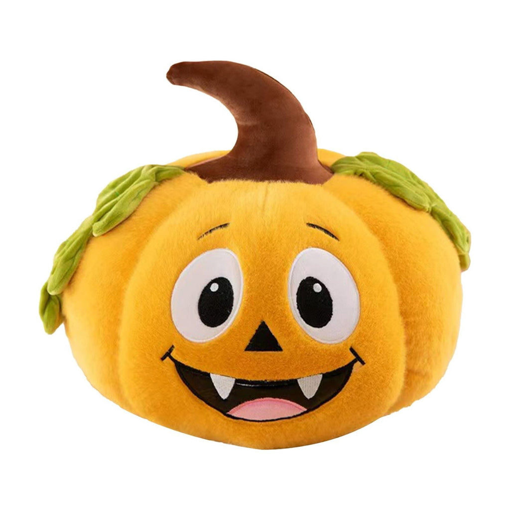 Pnmtdaia Orange Cute Smiling Fangs Pumpkin Plush Throw Pillow, Cozy Stuffed Halloween Thanksgiving Spooky Themed Decorative Cushion for Living Room Bedroom Home Holiday Decor