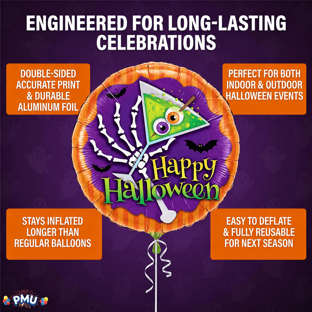 PMU Halloween Party Decoration "Happy Halloween" Jack Faces Aglow 18 Inch Mylar-Foil Balloon (1pkg) Pkg/1