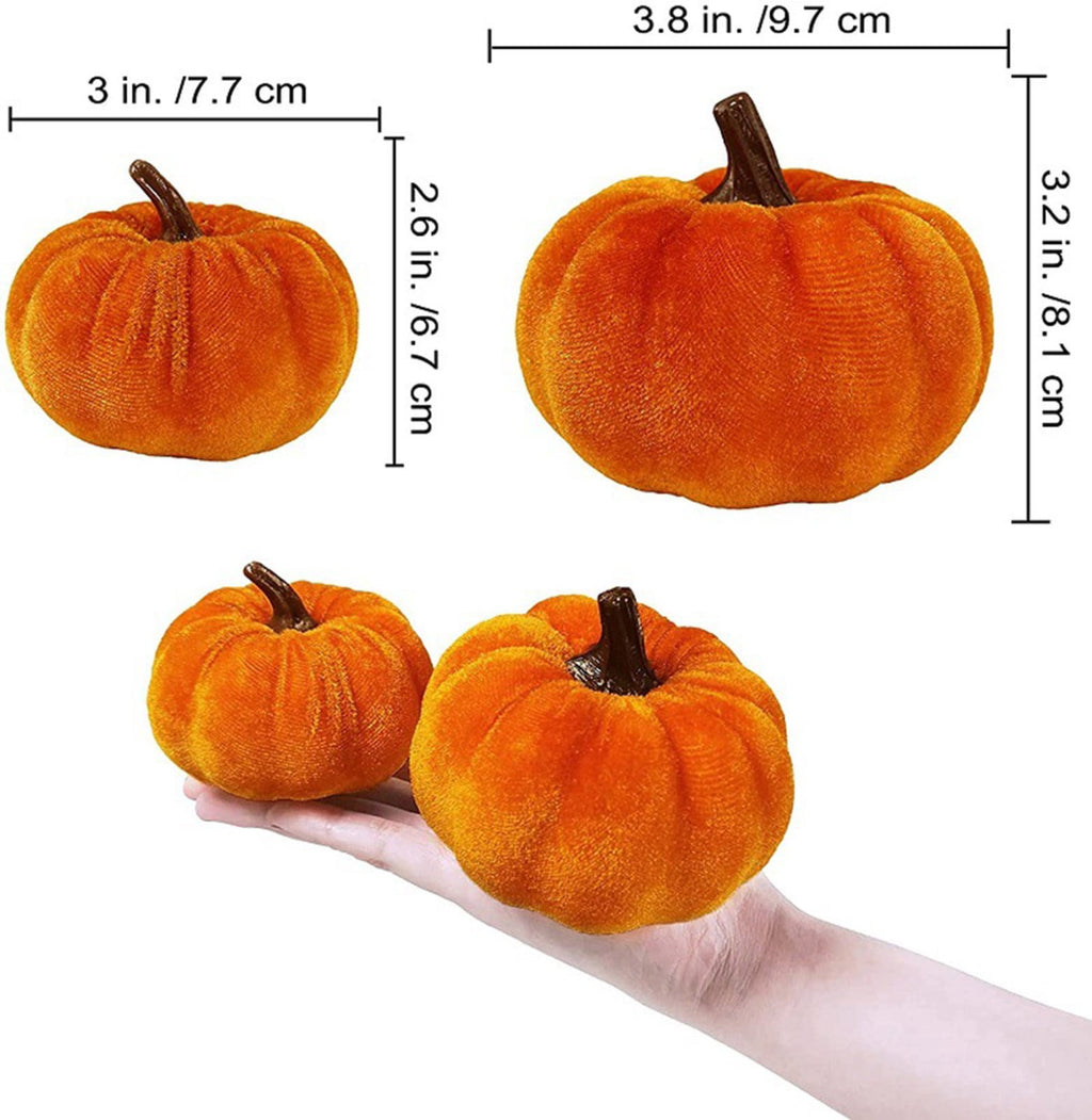 12 Pcs Small Velvet Pumpkins Artificial Pumpkins 2 Sizes for Fall Decor Wedding Thanksgiving Halloween Party Table Centerpiece Farmhouse Decoration, Blue