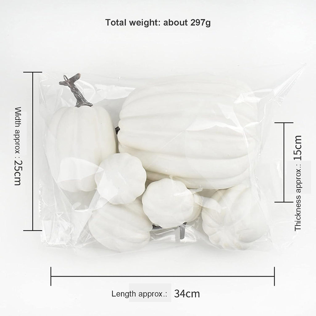 7Pcs Artificial Pumpkins Fall Decoration Assorted Faux Pumpkin Cute Foam Pumpkins for Home Outside Halloween Decorating